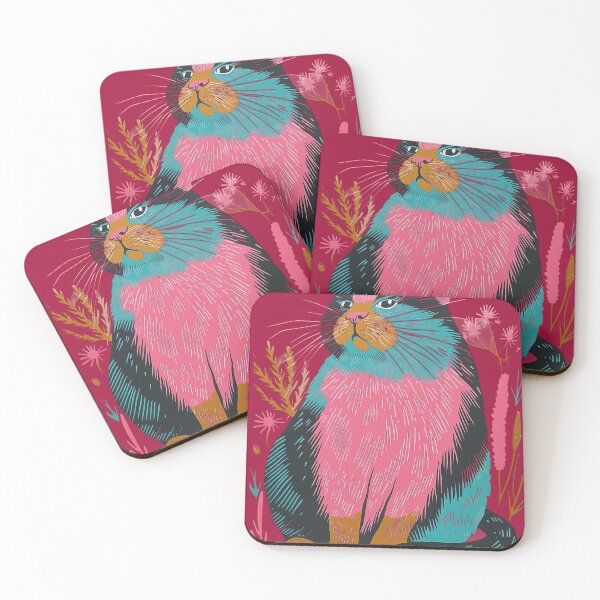 Item preview, Cute Fat Cat Risograph Risoprint Neon Colors designed and sold by PrintShangri-La.