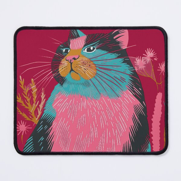 Item preview, Cute Fat Cat Risograph Risoprint Neon Colors designed and sold by PrintShangri-La.