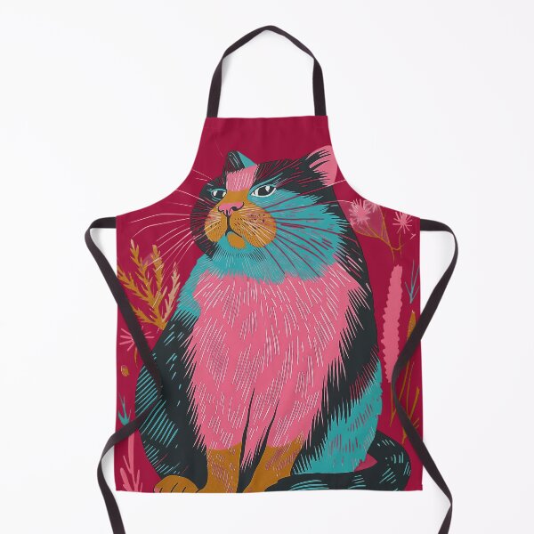 Item preview, Cute Fat Cat Risograph Risoprint Neon Colors designed and sold by PrintShangri-La.