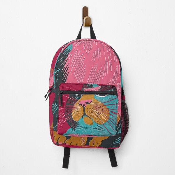 Item preview, Cute Fat Cat Risograph Risoprint Neon Colors designed and sold by PrintShangri-La.