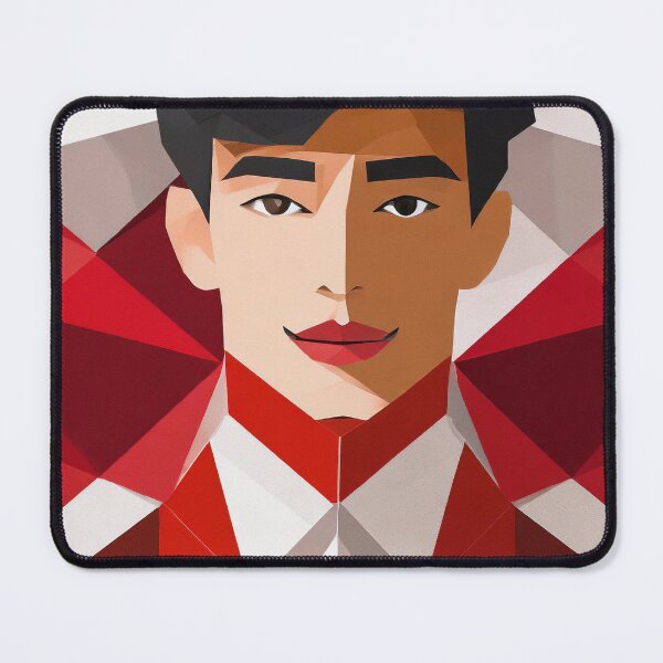Item preview, Geometric Man Portrait With Red and White designed and sold by MakeInShop.