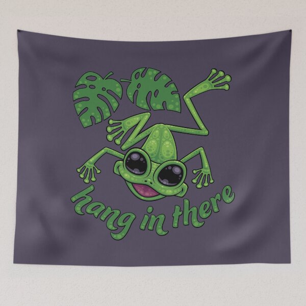 Item preview, Hang In There Happy Green Tree Frog designed and sold by fizzgig.