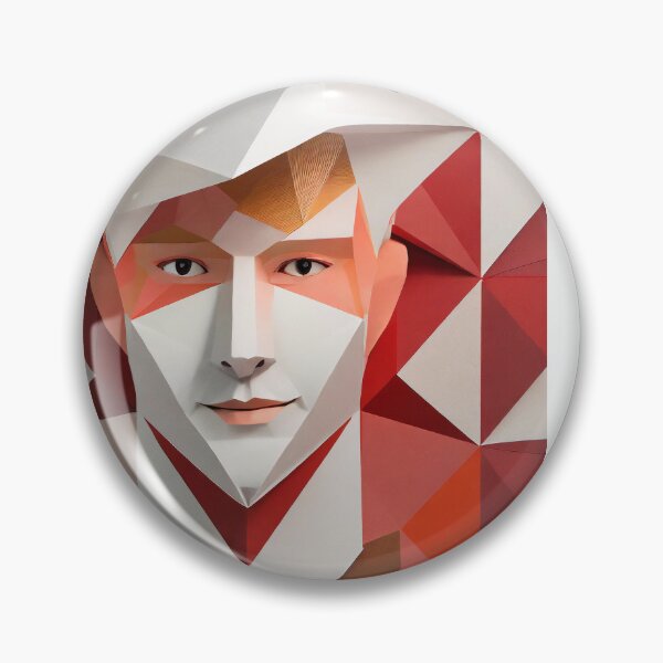 Item preview, Geometric Man Portrait  Illustration With Red and White designed and sold by MakeInShop.
