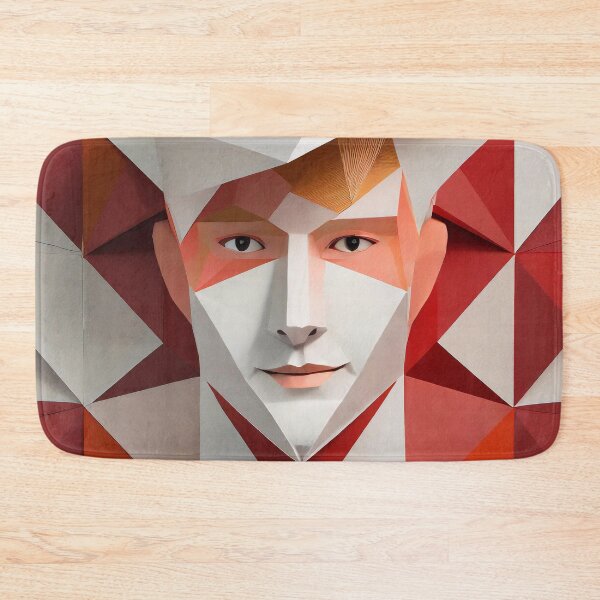 Item preview, Geometric Man Portrait  Illustration With Red and White designed and sold by MakeInShop.