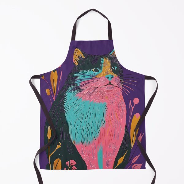 Item preview, Cute Fat Cat Risograph Risoprint Neon Colors designed and sold by PrintShangri-La.