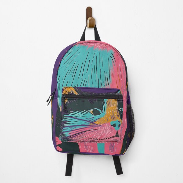 Item preview, Cute Fat Cat Risograph Risoprint Neon Colors designed and sold by PrintShangri-La.