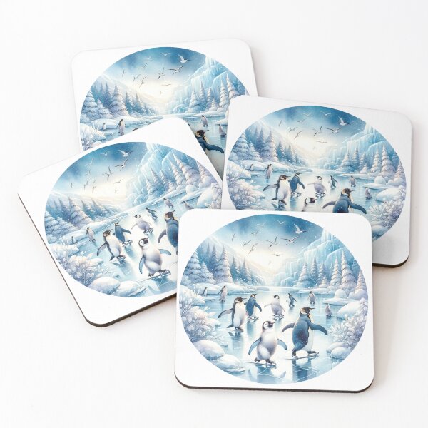Item preview, Ice Skating Penguins | Icy Wonderland | Serene designed and sold by ShopCoolStop.