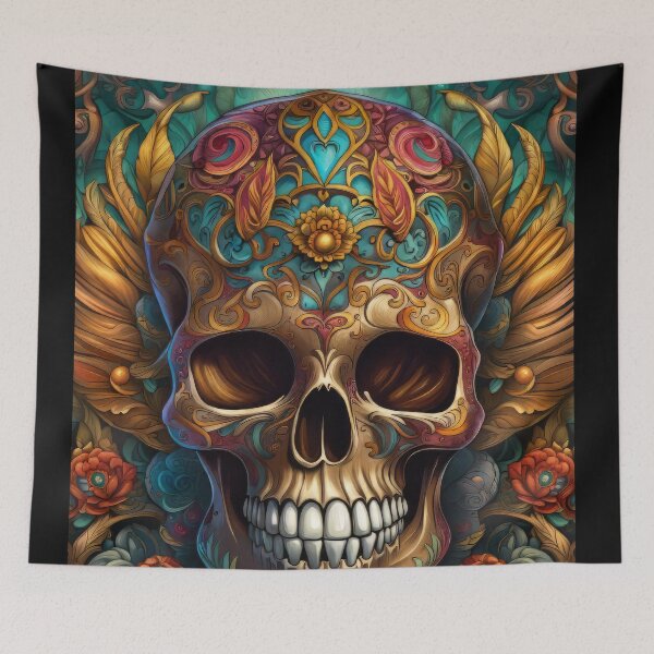 Item preview, Vibrant Floral Skull Artwork designed and sold by Department61.