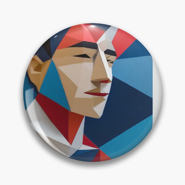 Item preview, Geometric Man Portrait Illustration With Red Blue and White designed and sold by MakeInShop.