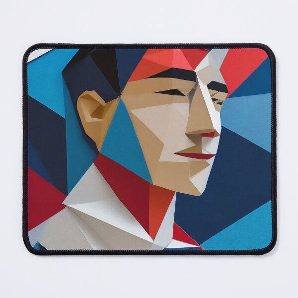 Item preview, Geometric Man Portrait Illustration With Red Blue and White designed and sold by MakeInShop.