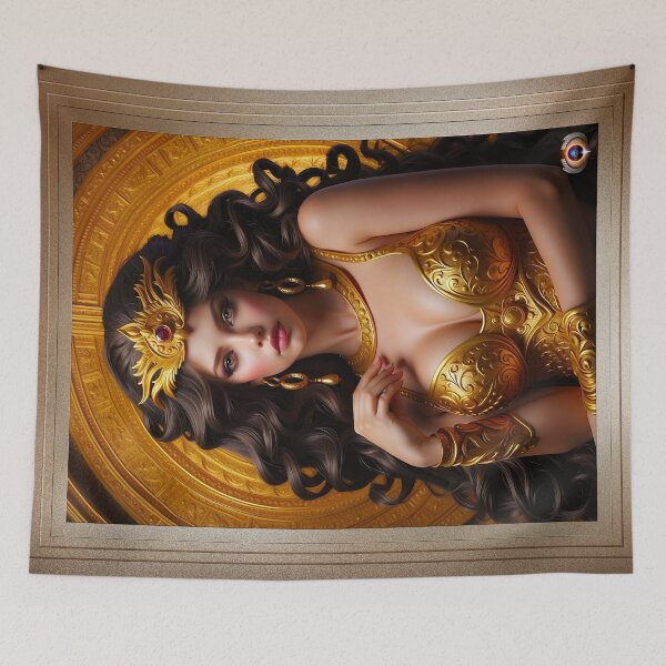 Item preview, Queen Of The Golden Wings Beautiful AI Concept Art Portrait by Xzendor7 designed and sold by Xzendor7 Digital Art Creations.