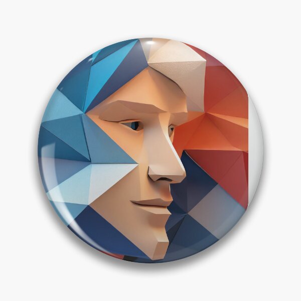 Item preview, Geometric Man Portrait Illustration With Red Blue and White designed and sold by MakeInShop.