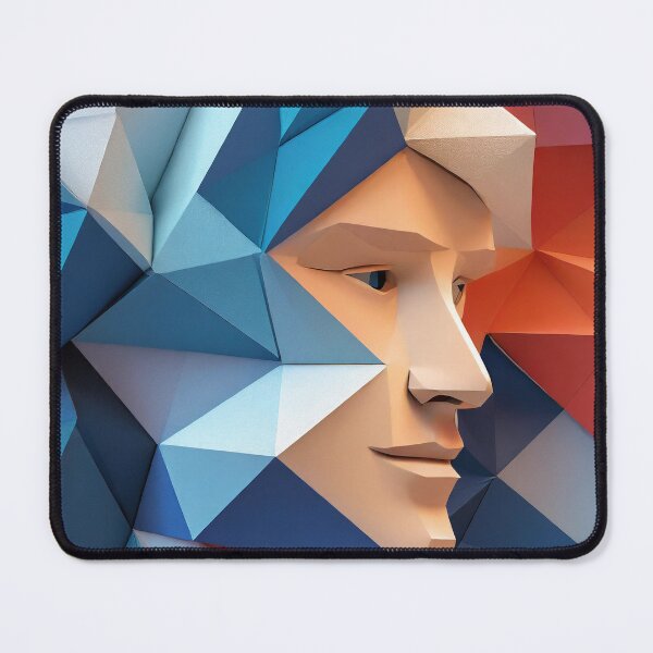 Item preview, Geometric Man Portrait Illustration With Red Blue and White designed and sold by MakeInShop.