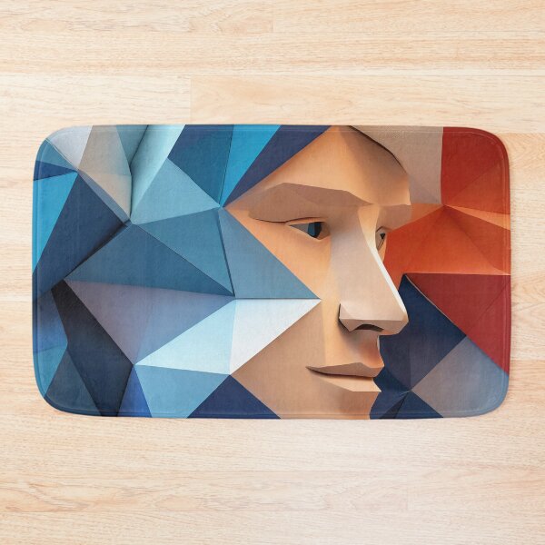Item preview, Geometric Man Portrait Illustration With Red Blue and White designed and sold by MakeInShop.
