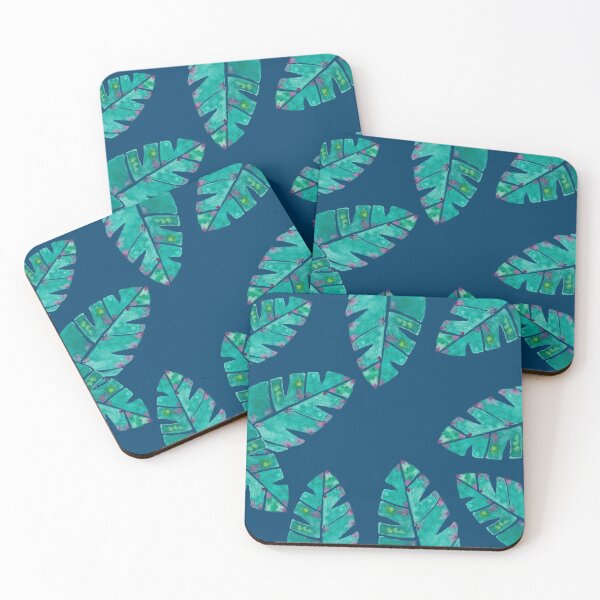 Item preview, Green monstera with blue background designed and sold by ElizabethCoelho.