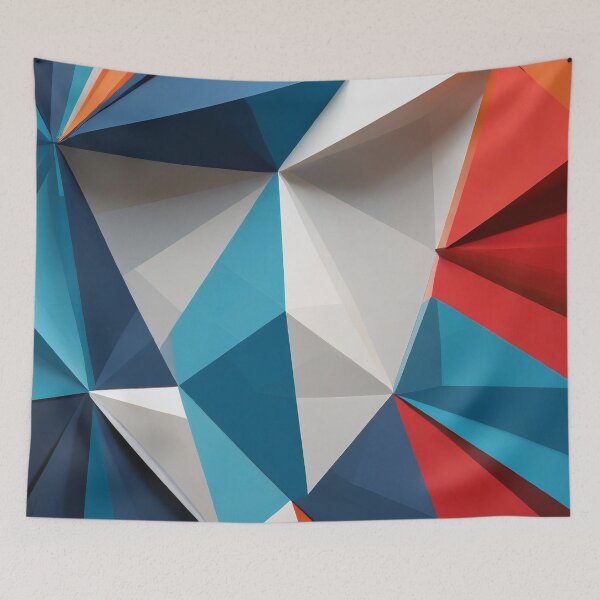 Item preview, Geometric Man Portrait Illustration With Red Blue and White designed and sold by MakeInShop.