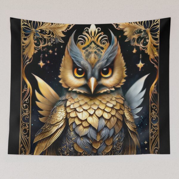 Item preview, Golden Dreaming Owl designed and sold by cyberartstudiox.