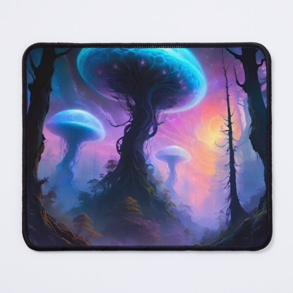 Item preview, Blue Luminous Mushroom Trees designed and sold by Ethereal-Canvas.