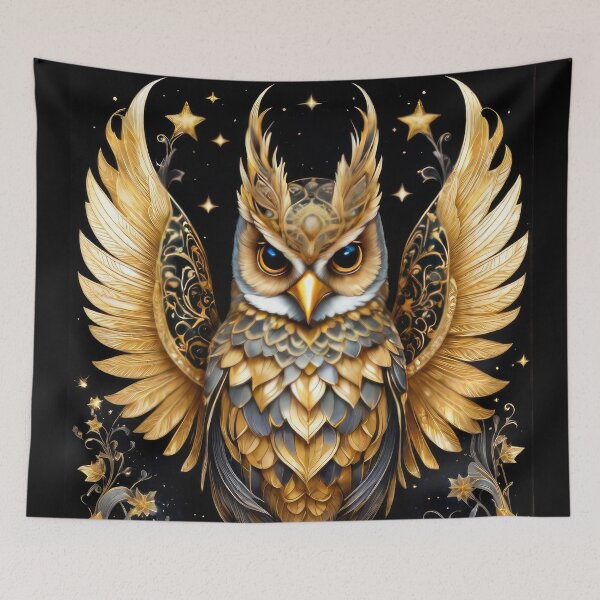 Item preview, Golden Guardian Owl designed and sold by cyberartstudiox.