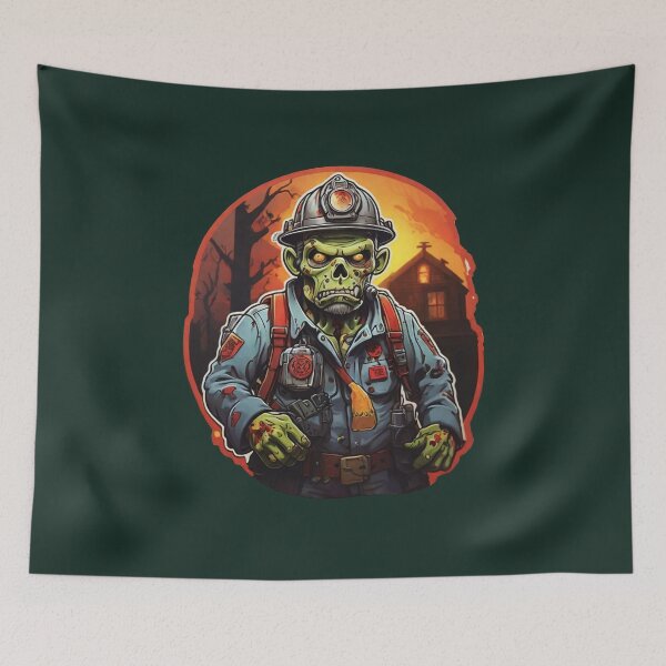 Item preview, Cartoon Zombie Fireman designed and sold by ArtCraftLab.