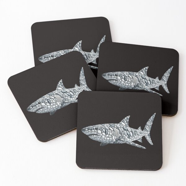 Item preview, Monochrome Majesty - Pebble Art Shark designed and sold by MachineDesigned.