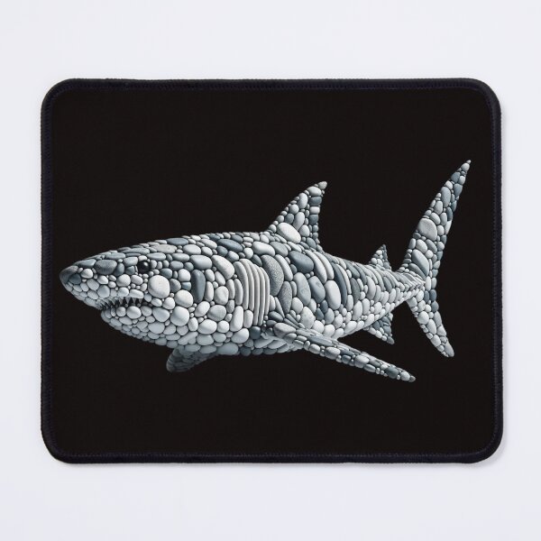 Item preview, Monochrome Majesty - Pebble Art Shark designed and sold by MachineDesigned.