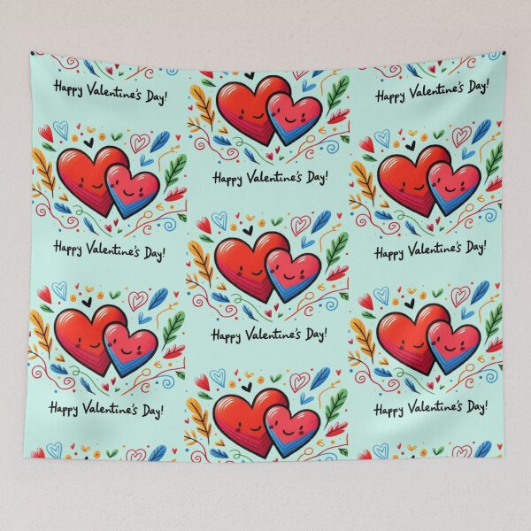 Item preview, Happy Valentine's Day Connected hearts among plants drawing designed and sold by JaroDesign2023.