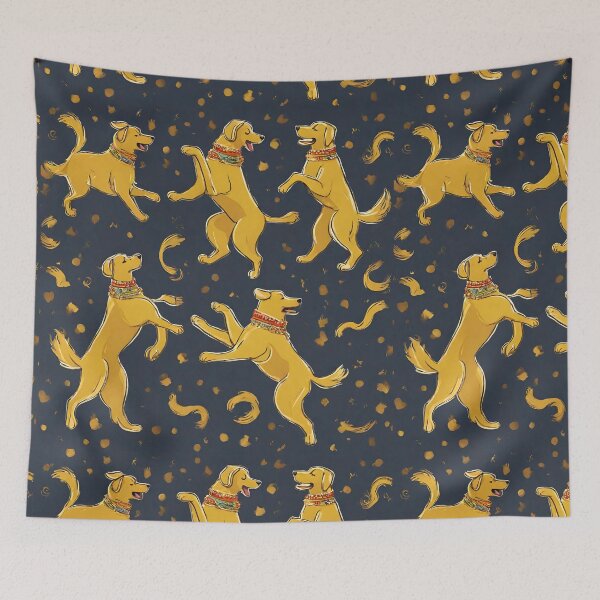 Item preview, dancing golden dogs designed and sold by Vilemo.