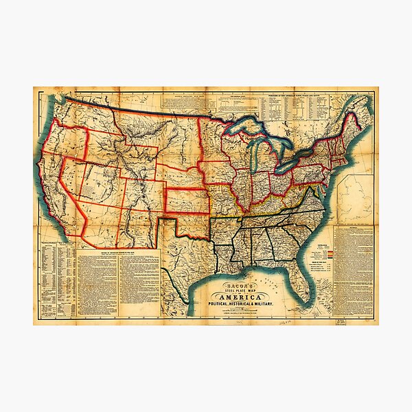 Item preview, Bacon's Steel Plate Map of America (1863) designed and sold by allhistory.