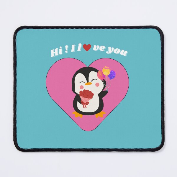 Item preview, HI ! I Love You. Cute Penguin With Flowers Big Heart designed and sold by LiliDedula.
