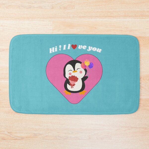 Item preview, HI ! I Love You. Cute Penguin With Flowers Big Heart designed and sold by LiliDedula.