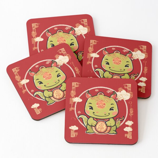 Item preview, Cute Lucky Chinese New Year Green Dragon Showing Prosperity in Lunar New Year designed and sold by SEVENPRINTS.