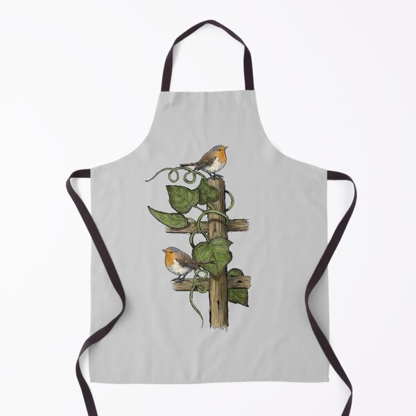 Item preview, Old FENCE with Wild GRAPE LEAVES and Robins Illustration Art designed and sold by JoyfulWhimsy.