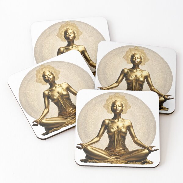 Item preview, Golden woman meditating designed and sold by MyCraftForYOU.