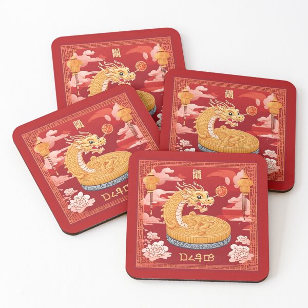 Item preview, Lucky Chinese New Year Orange Dragon for a Prosperous Lunar New Year with Detailed Red Background Design  designed and sold by SEVENPRINTS.