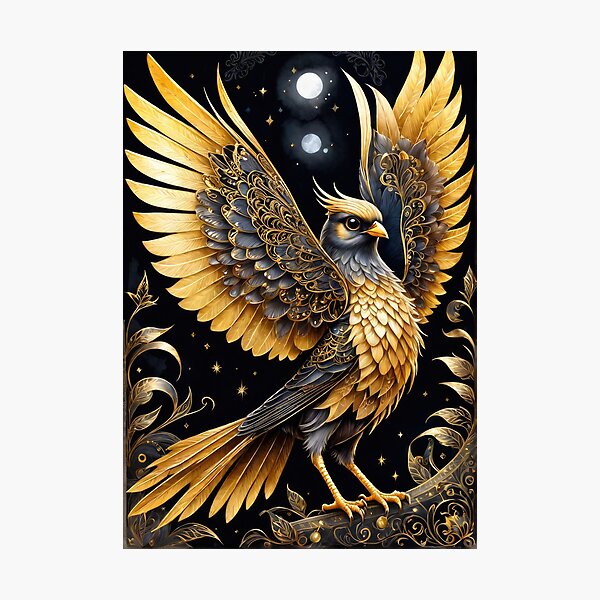 Vista previa del artículo con la obra «Pájaro dorado de la libertad», diseñado y vendido por cyberartstudiox.