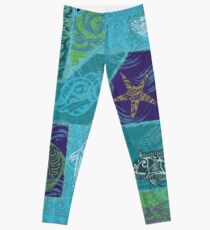 Hawaii Tribal Fish Tapa Print Leggings