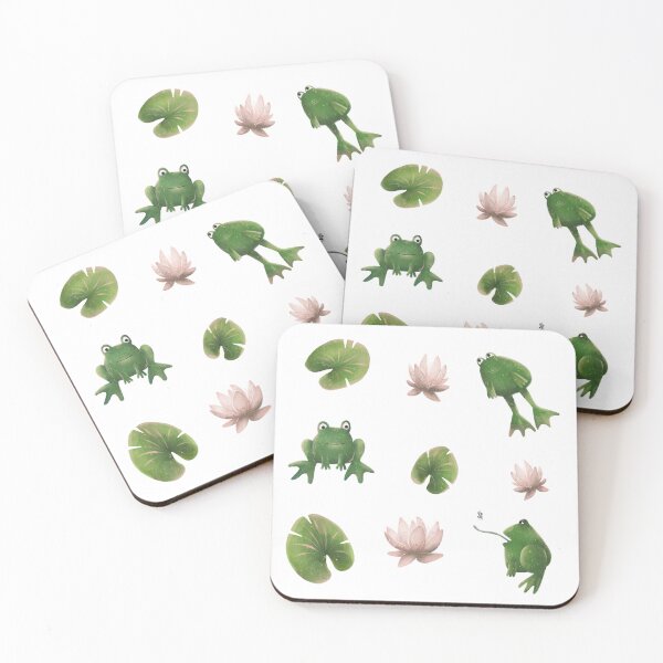 Item preview, Small cute clip art stickers, frogs in a lake with leaves and lilies on a transparent background designed and sold by GorXena.