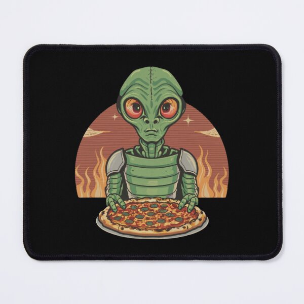 Item preview, Funny Alien Head Eating Pizza UFO Extraterrestrial designed and sold by EanayarDesigns.