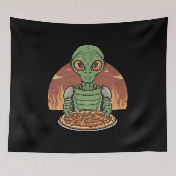 Item preview, Funny Alien Head Eating Pizza UFO Extraterrestrial designed and sold by EanayarDesigns.