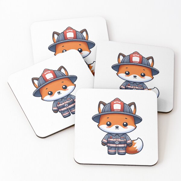 Item preview, Kawaii Fox Firefighter Art | Heroic Cartoon Fox Design designed and sold by PuffPuffPrint.