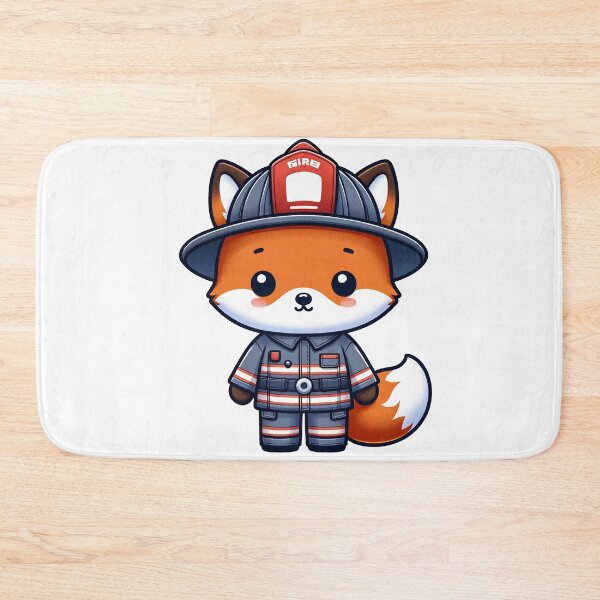 Item preview, Kawaii Fox Firefighter Art | Heroic Cartoon Fox Design designed and sold by PuffPuffPrint.
