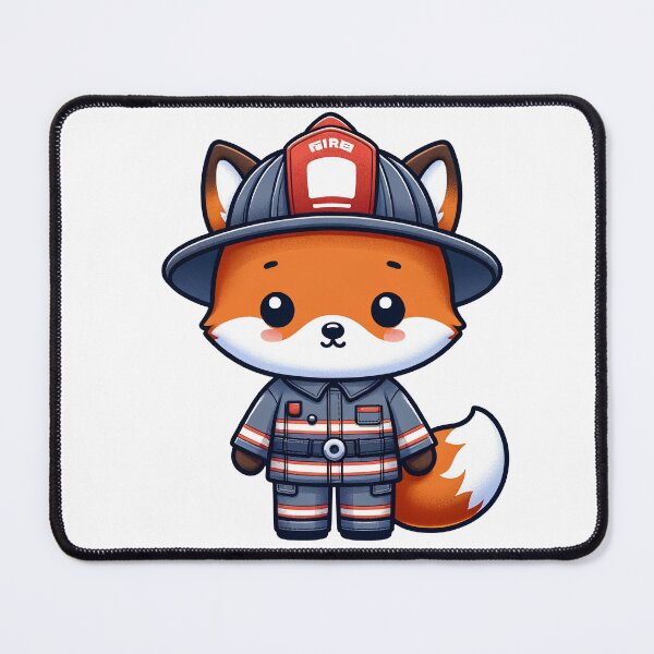 Item preview, Kawaii Fox Firefighter Art | Heroic Cartoon Fox Design designed and sold by PuffPuffPrint.