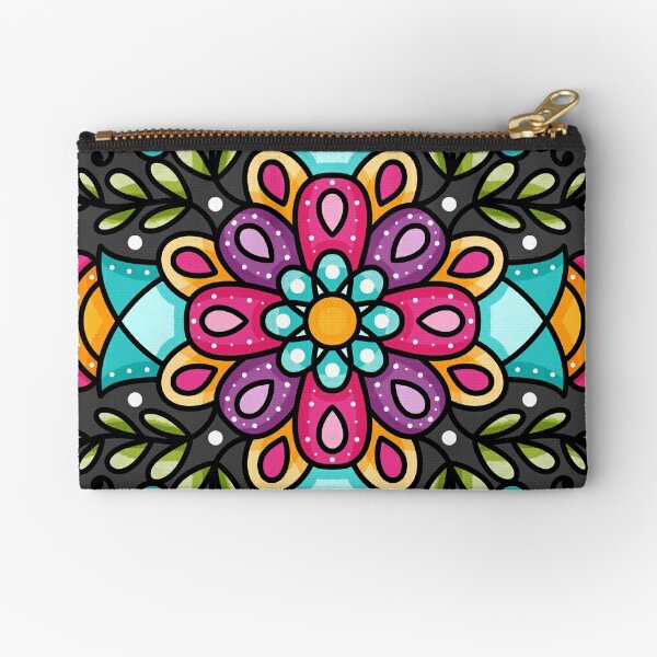 Mexican style floral mandala Zipper Pouch