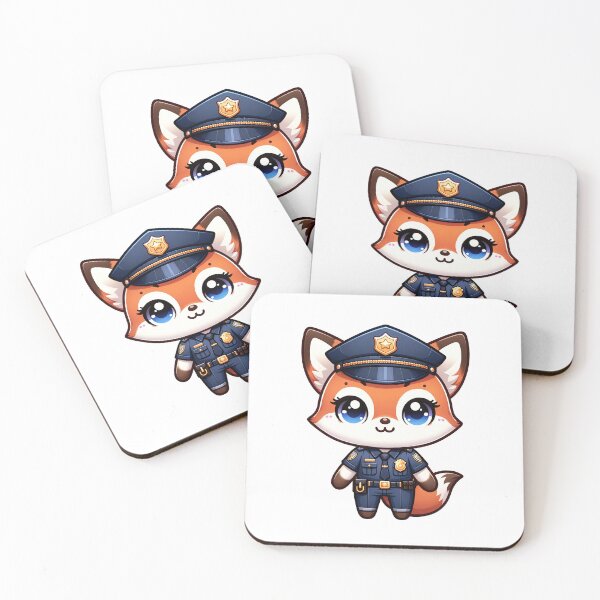 Item preview, Kawaii Foxy Police Woman Design | Adorable Female Fox Officer Art designed and sold by PuffPuffPrint.