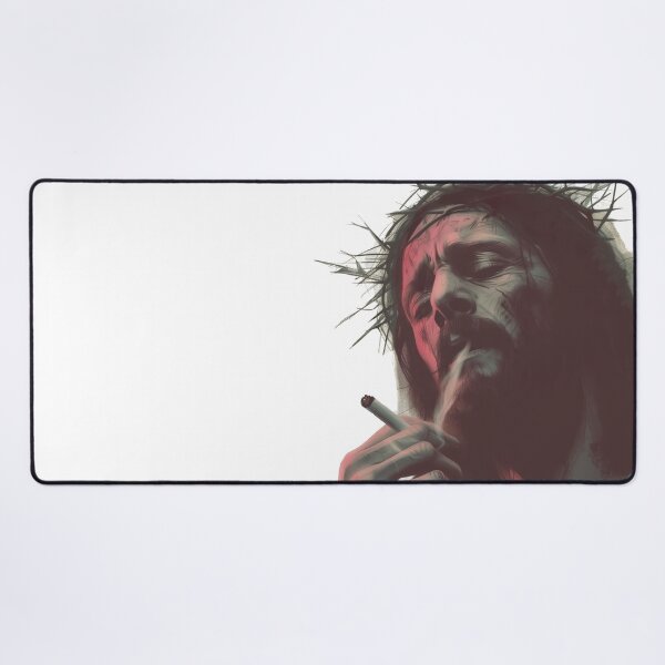 Item preview, Jesus smoking a cigarette, Jesus Has Had Enough, Depressed Jesus designed and sold by PrintShangri-La.