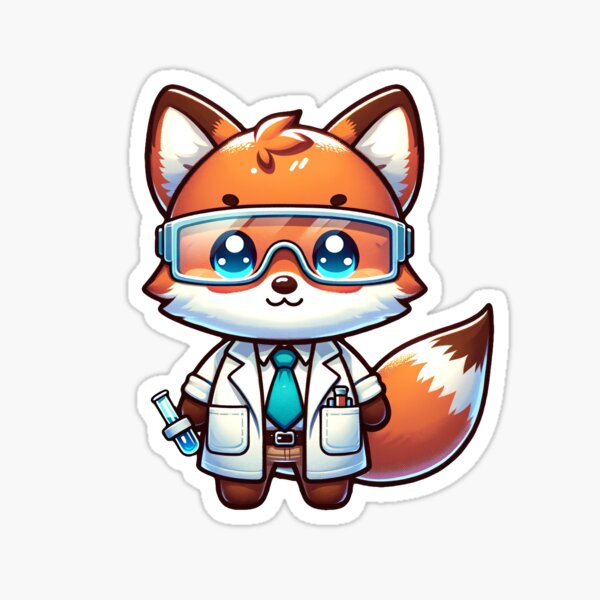 Artikel-Vorschau von Kawaii Foxy Wissenschaftler Kunst | Entzückende Fuchs-Forscher-Illustration, designt und verkauft von PuffPuffPrint.