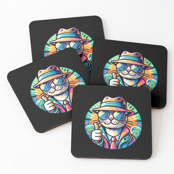 Item preview, Dapper Cat in Hat - Cool Feline with Thumbs Up designed and sold by ChromaticBlend.