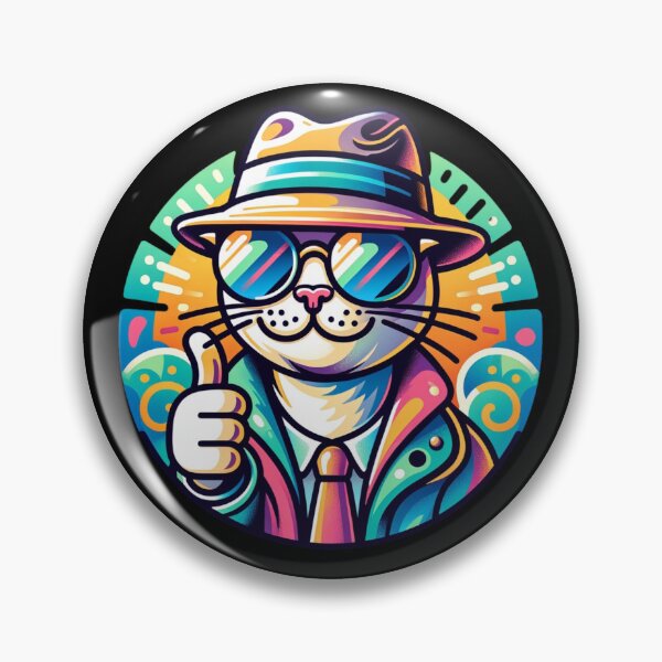 Item preview, Dapper Cat in Hat - Cool Feline with Thumbs Up designed and sold by ChromaticBlend.