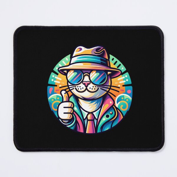 Item preview, Dapper Cat in Hat - Cool Feline with Thumbs Up designed and sold by ChromaticBlend.